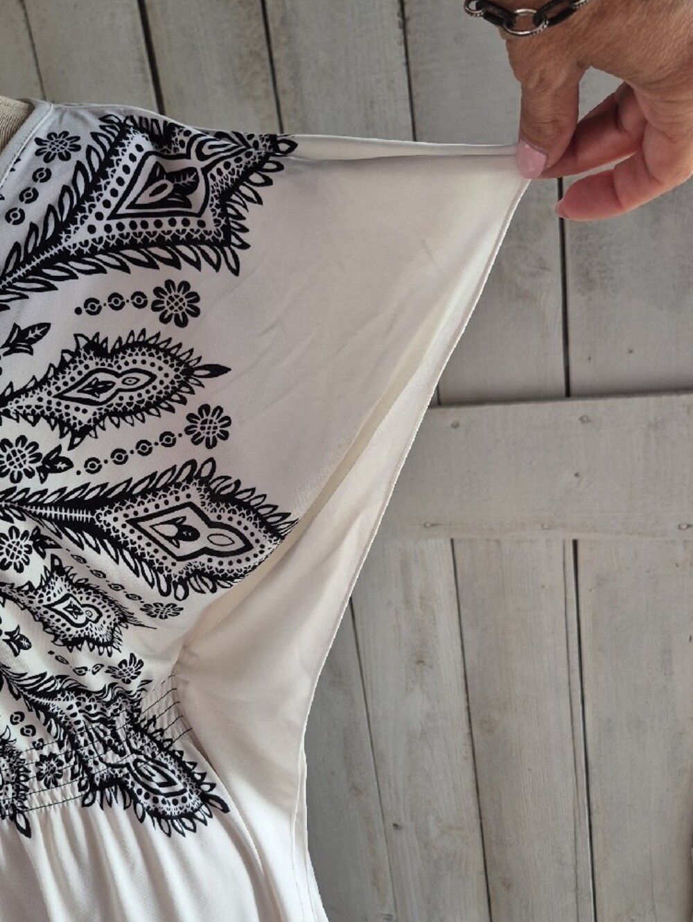 INC International Concepts White Tunic with Black Boho Print - Picture 4 of 8